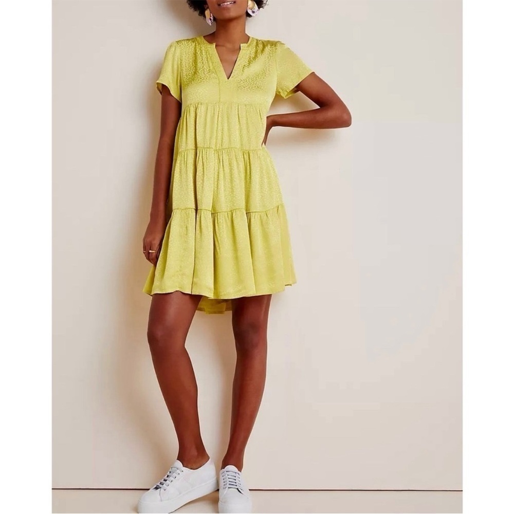 Anthropologie Maeve Sacha Jacquard Tiered Tunic Dress size S‎